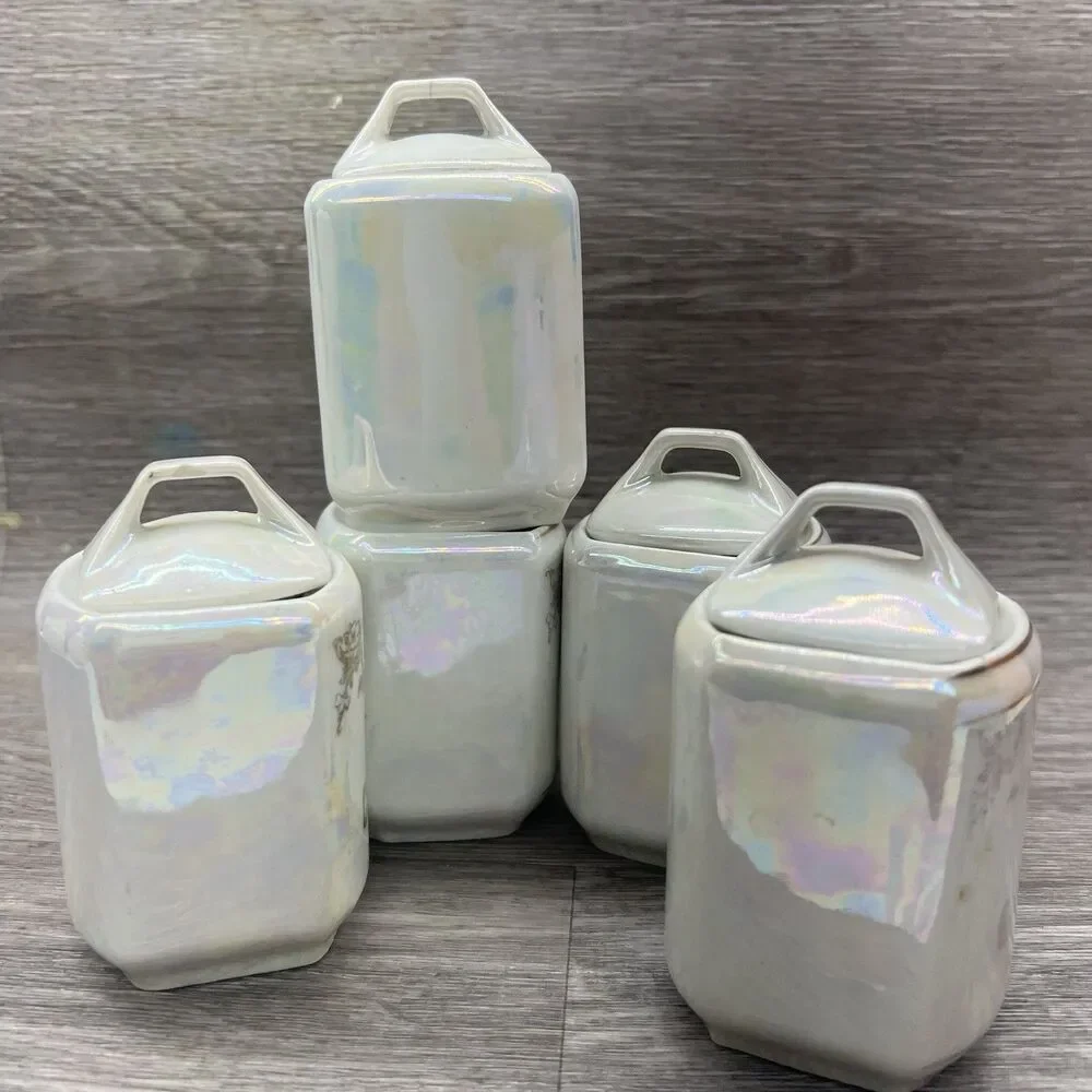 Stunning 1900s Antique German Iridescent Salt Well /Spice Containers/Decanter